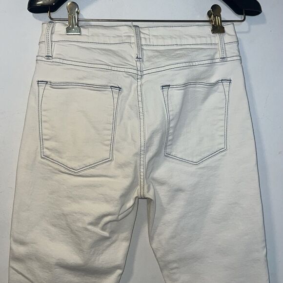 FRAME Le High Straight Chalk White Raw Hem Ankle Jeans-26 - Picture 6 of 10
